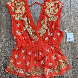 Free people sequin, open back shirt